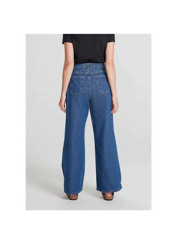 Hering - Calça Jeans Feminina Cintura Alta Pantacourt Azul-Escuro 3