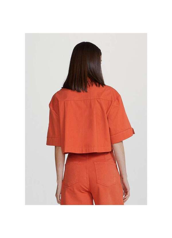 Hering - Camisa de Sarja Feminina Cropped Laranja 2