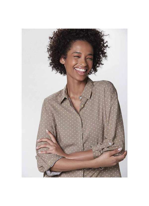 Hering - Camisa Feminina Manga Longa Estampada Verde