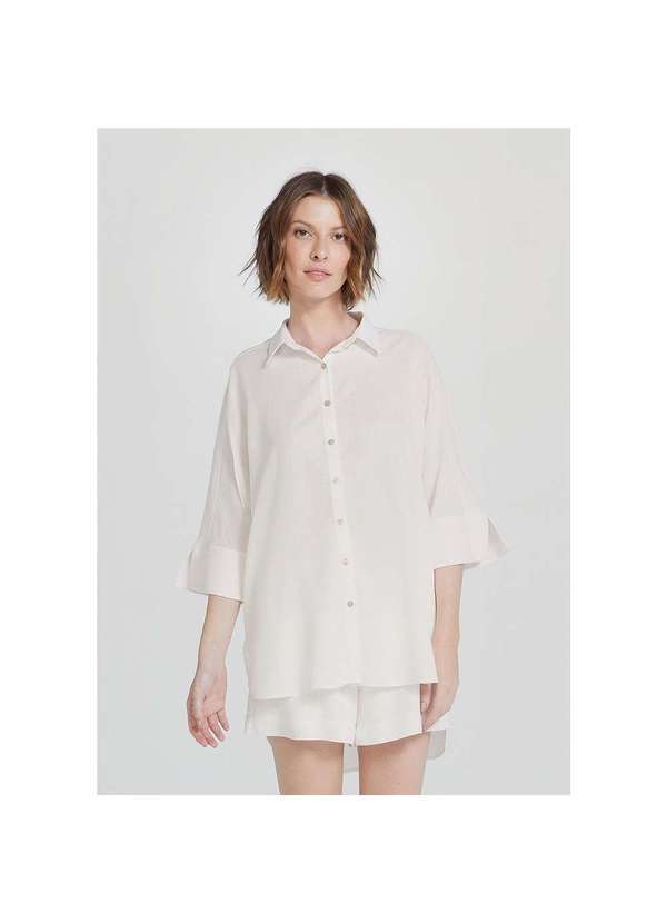 Hering - Camisa Feminina Oversized Assimétrica Branco