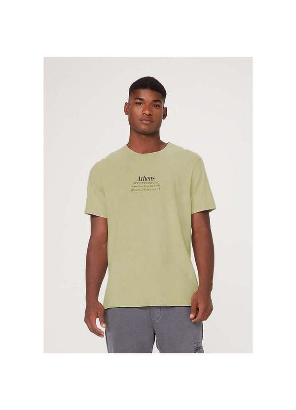 Hering - Camiseta Masculina em Algodão com Lavanderia Estonada Verde-Claro