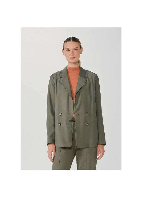 Hering - Blazer Feminino Oversized em Tecido com Viscose Verde