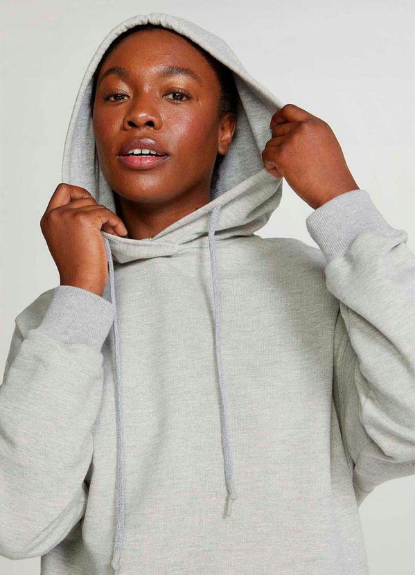 Hering Blusa de Moletom Feminino Oversized com Capuz Cinza