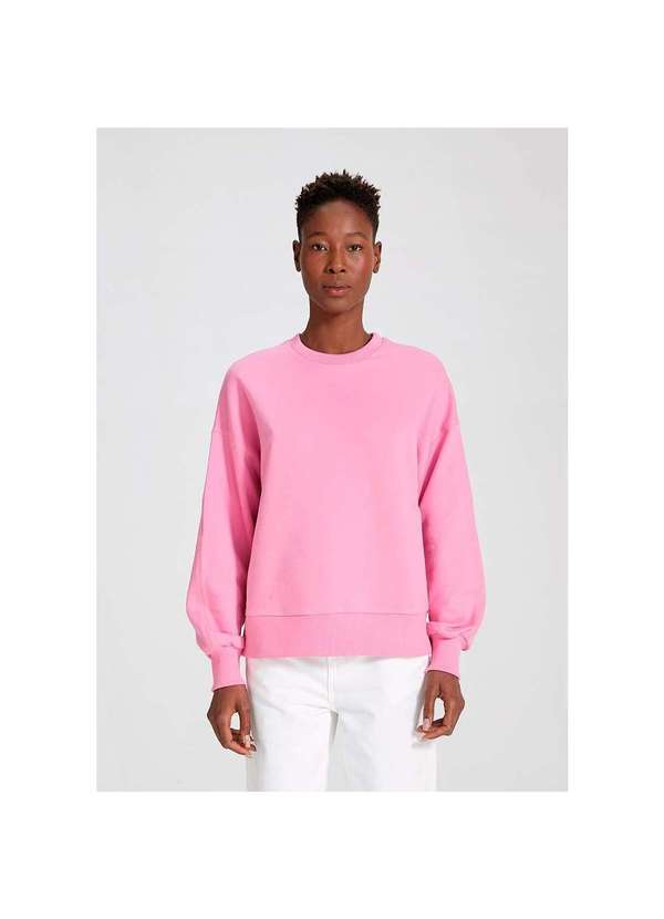 Blusão de Moletom Feminino em Algodão Rosa-Chiclete Heringx