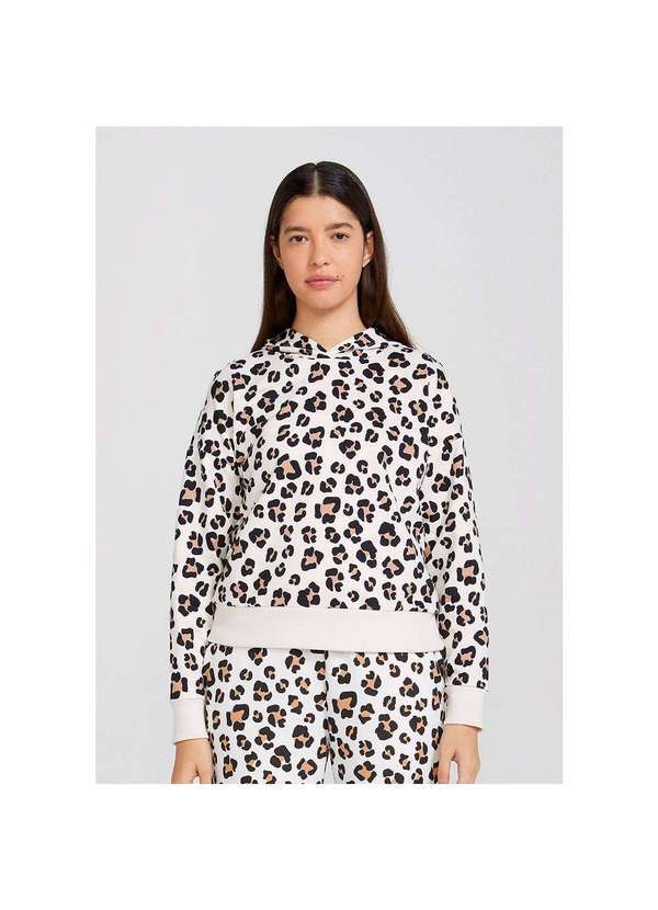 Hering - Blusão Feminino em Moletom Animal Print Tal Mãe Tal Filha Off-White