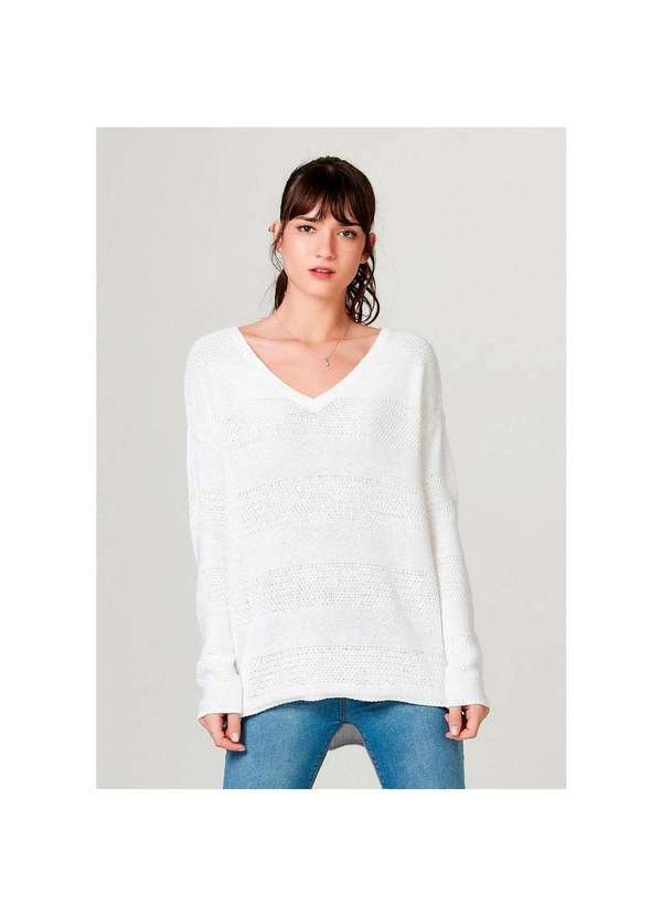 Hering - Blusão Feminino em Tricô de Algodão e Modelagem Alongada Off-White