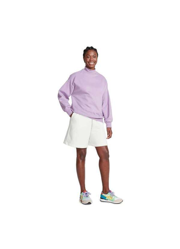 Hering - Blusão Moletom Feminino Oversized Peluciado Gola Alta Lilás