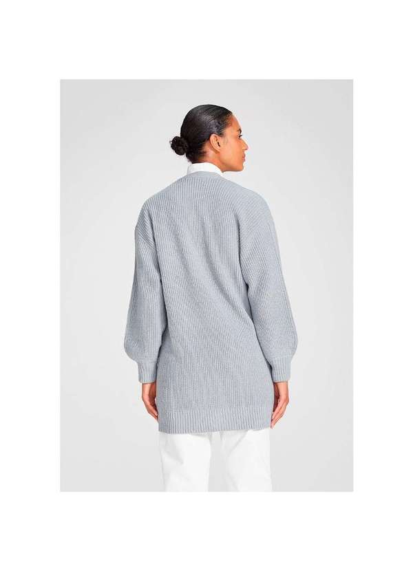 Hering - Cardigan Feminino Alongado em Tricô Cinza-Médio 2