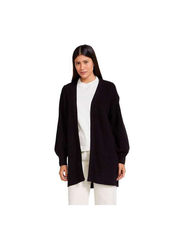 Hering - Cardigan Feminino Alongado em Tricô Preto