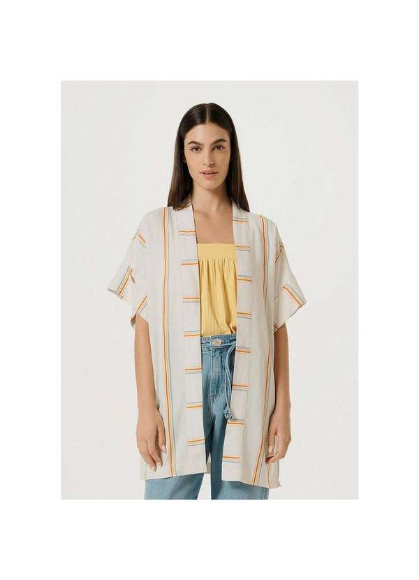 Hering - Casaco Kimono Feminino em Linho Estampado Nude