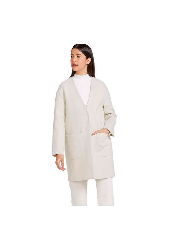 Hering - Casaco Sobretudo Feminino em Lã Batida Off-White