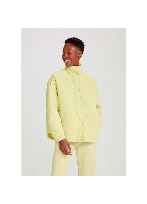 Hering - Jaqueta Puffer Matelassê Feminina Oversized Verde-Claro