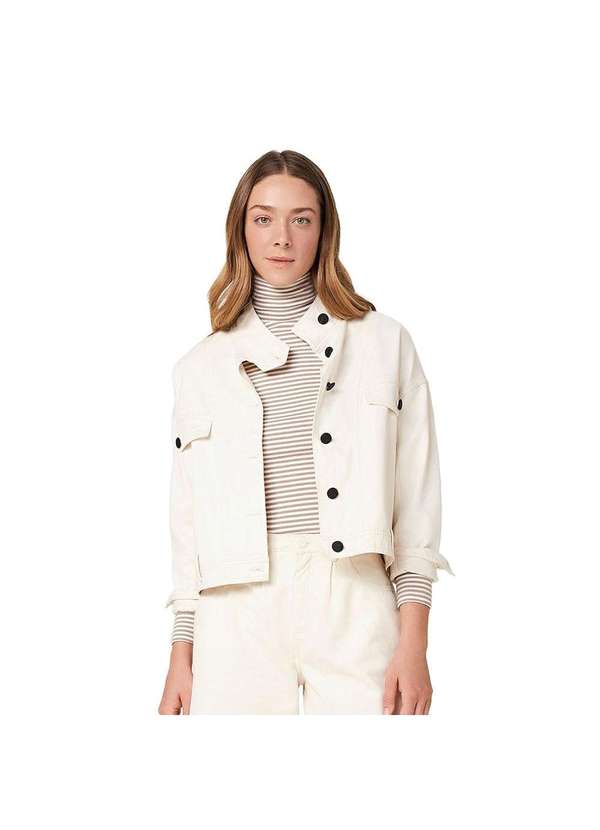 Hering - Jaqueta Feminina Ampla em Sarja de Algodão Off-White