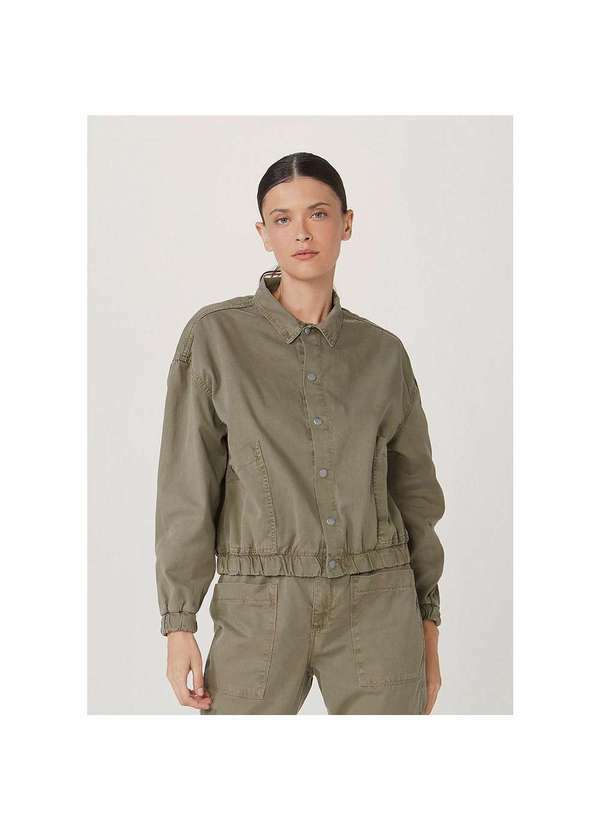 Hering - Jaqueta Feminina Bomber em Sarja Estonada Verde