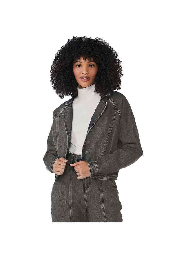 Hering - Jaqueta Jeans Feminina Oversized Cinza