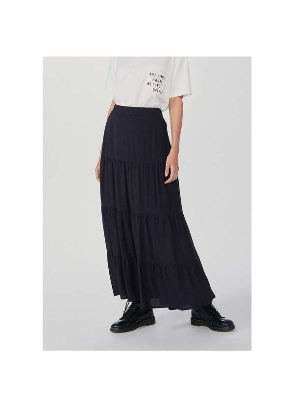 Hering Saia Longa Cintura Alta em Tecido de Viscose Preto