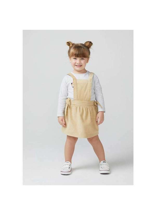 Hering - Salopete Infantil Menina em Veludo Cotelê Toddler Amarelo