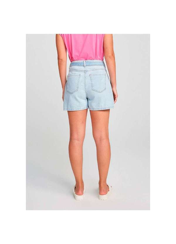 Hering - Shorts Feminino Cintura Alta em Jeans de Algodão Azul 2