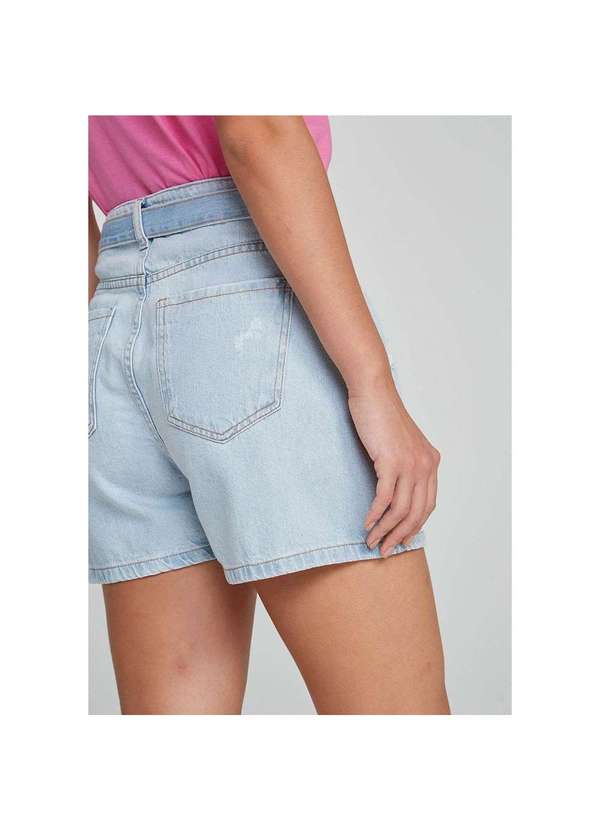 Hering - Shorts Feminino Cintura Alta em Jeans de Algodão Azul 5