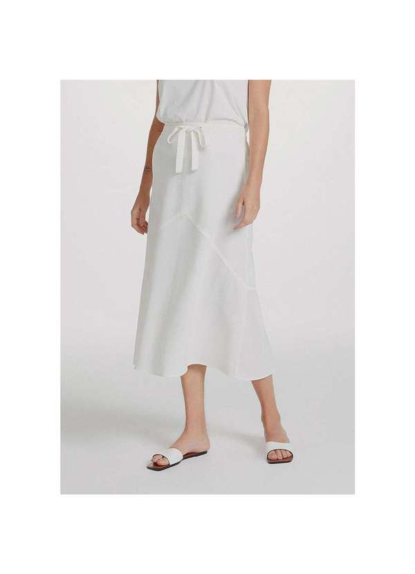Hering - Saia Midi de Linho com Amarração Off-White 2