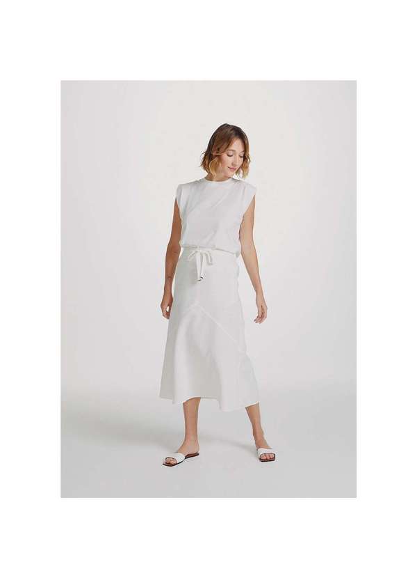 Hering - Saia Midi de Linho com Amarração Off-White 4