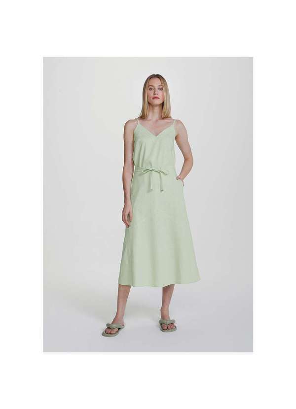 Hering - Saia Midi de Linho com Amarração Verde