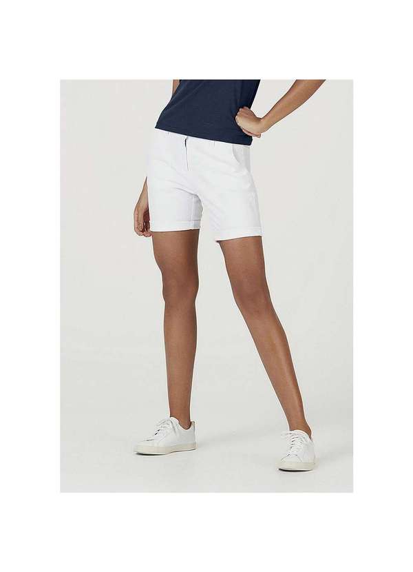 Hering - Bermuda Básica Feminina de Sarja com Modelagem Chino Branco