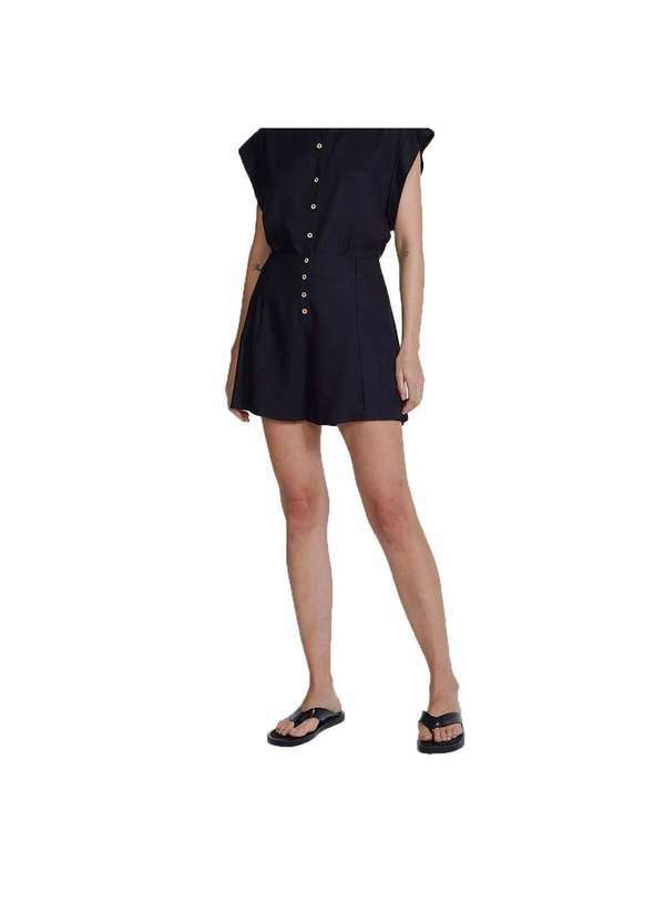 Hering - Shorts Básico Feminino Alfaiataria Preto