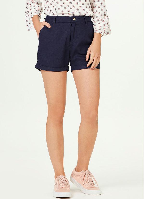 Hering - Shorts Básico Feminino em Linho Azul-Marinho