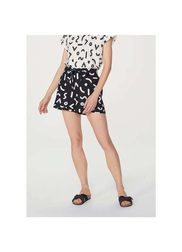 Hering - Shorts Feminino Comfort Estampado Preto