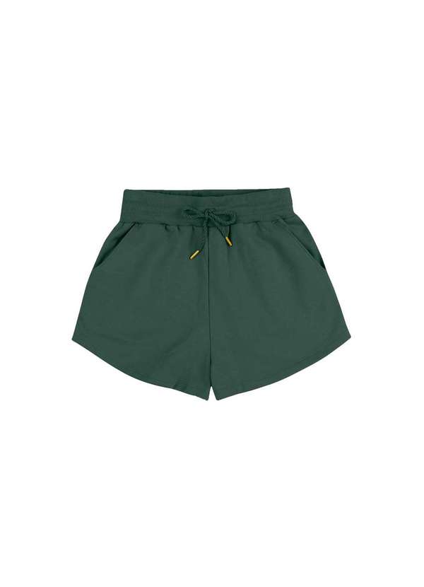 Hering - Shorts Feminino em Moletom de Algodão com Amarração Verde-Militar