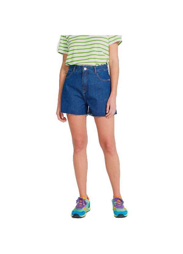 Hering - Shorts Jeans Feminino Curto Azul-Escuro