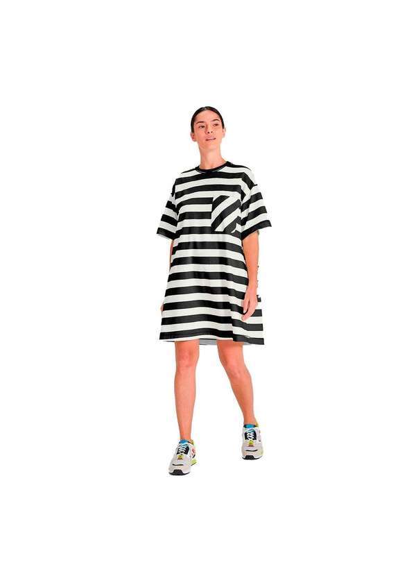 Hering - Vestido Básico Listrado de Algodão Preto