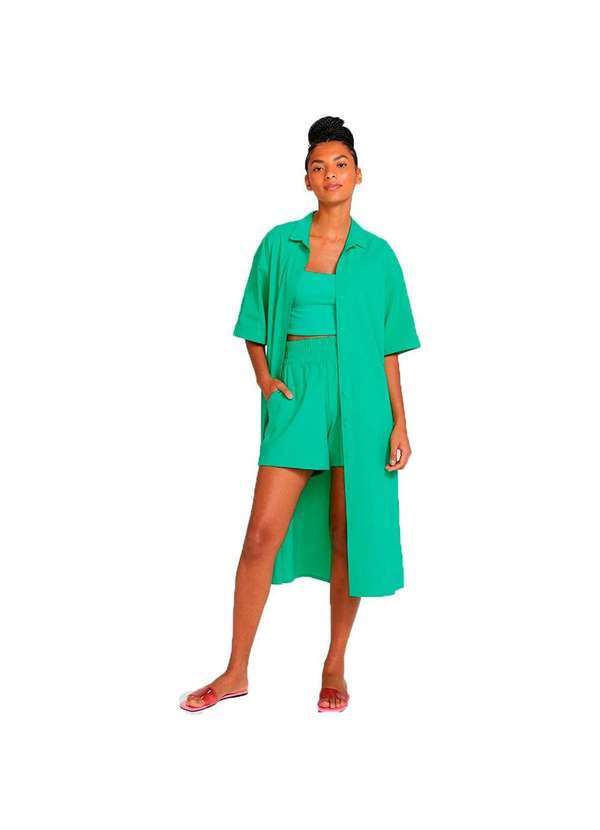 Hering - Vestido Chemise Midi com Botões Verde