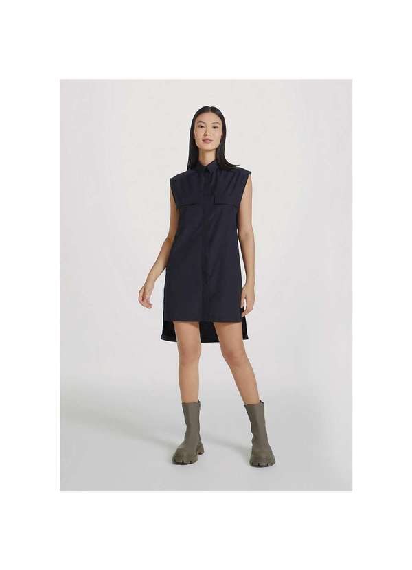 Hering - Vestido Curto Chemise Mullet Preto
