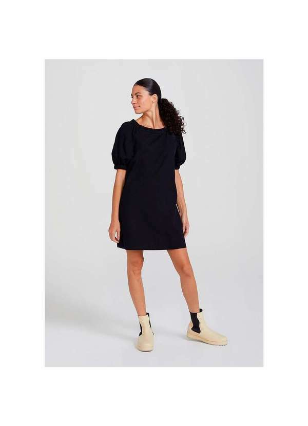 Hering - Vestido Curto em Tecido de Algodão Preto