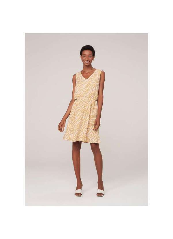 Dzarm - Vestido Curto em Viscose Estampada Dzarm Off-White