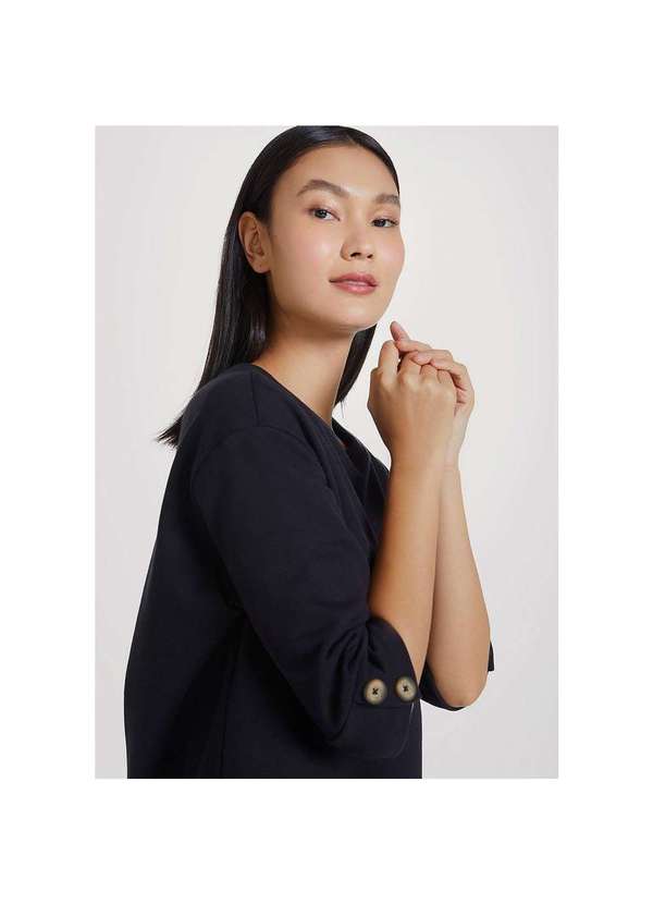 Hering - Vestido Curto Feminino em Moletom sem Pelúcia Preto 3