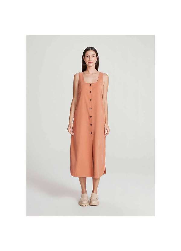 Hering - Vestido Decote Reto sem Manga Laranja