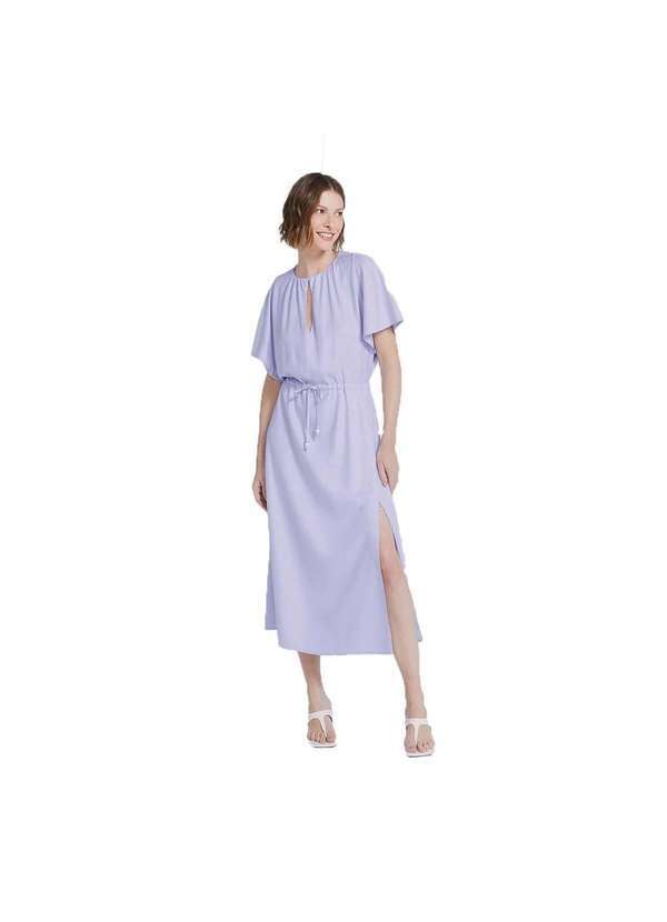 Hering - Vestido Midi Amplo com Fenda Lilás