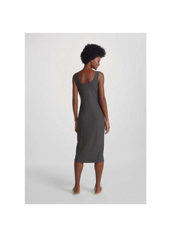 Hering - Vestido Midi Básico em Malha Canelada Verde-Militar 2