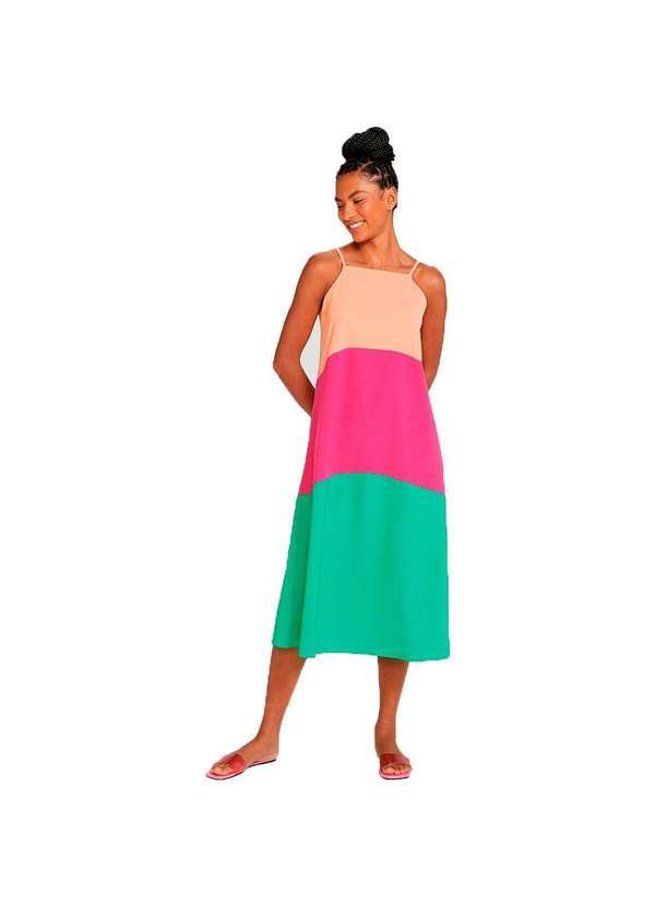 Hering - Vestido Midi Decote Halter Neck Rosa