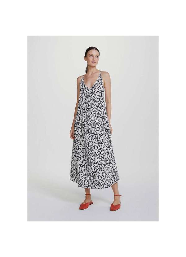 Hering - Vestido Midi Estampado Preto
