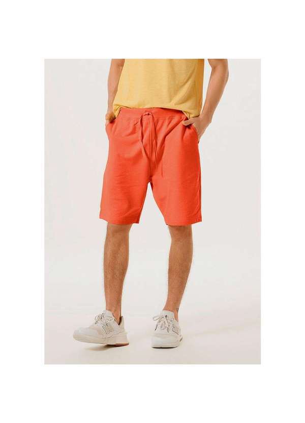 Hering - Bermuda Moletom Básica Masculina com Amarração-Hering Laranja