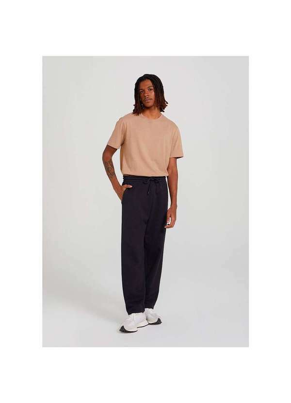 Hering - Calça Básica em Moletom Masculina Taper Preto