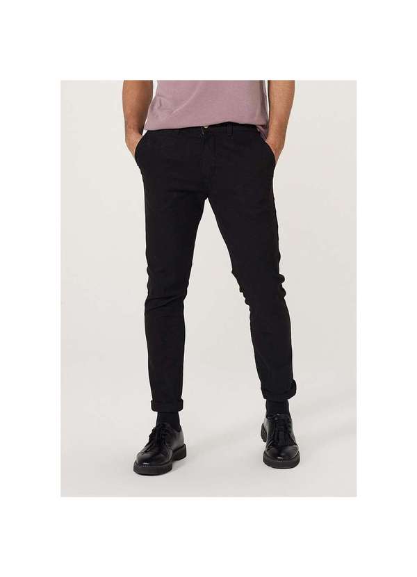 Hering - Calça Básica Masculina Chino com Elastano Preto