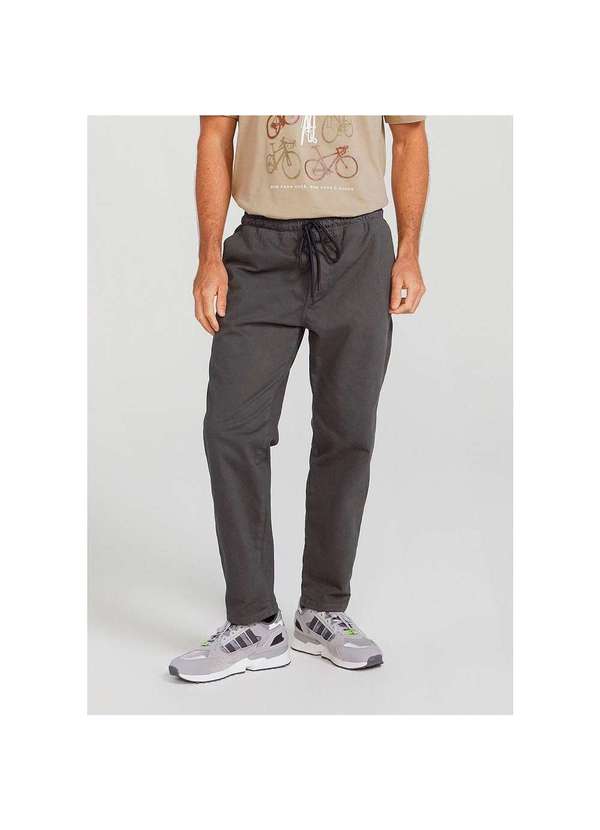 Hering - Calça Básica Masculina em Sarja Jogger Cinza-Escuro