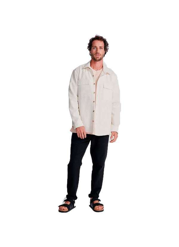 Hering - Camisa Básica Masculina Overshirt Off-White