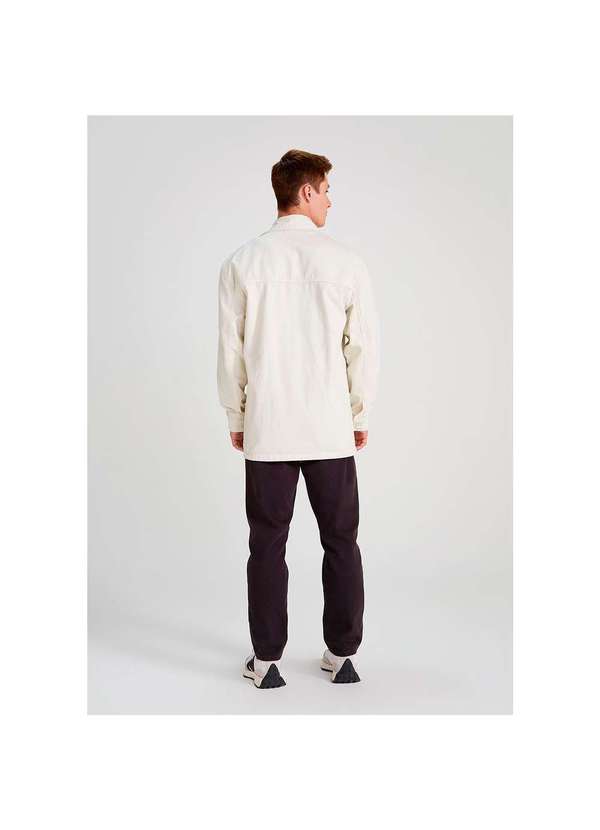 Hering - Camisa em Sarja Masculina Manga Longa Marrom-Claro 4