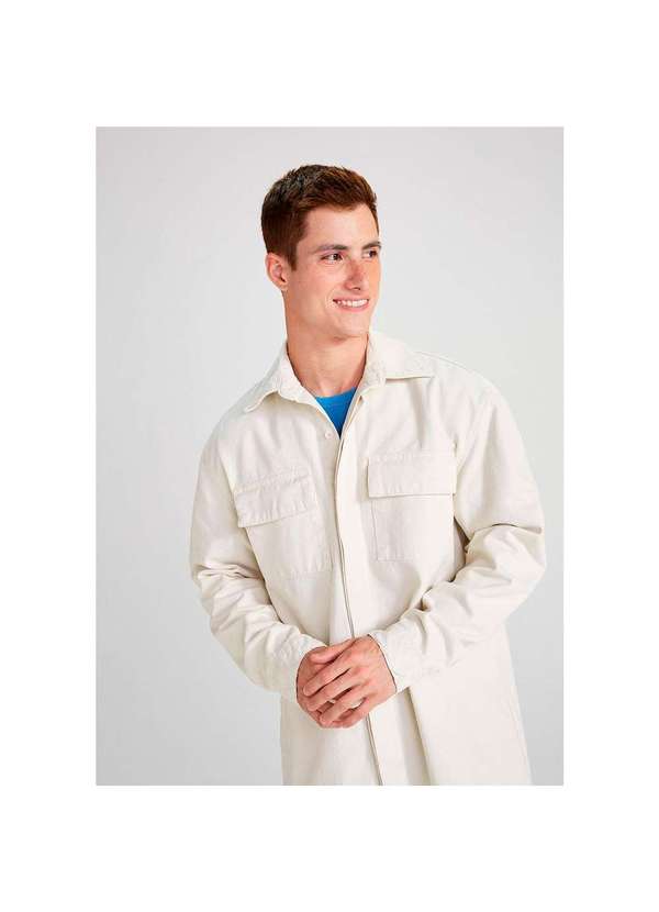 Hering - Camisa em Sarja Masculina Manga Longa Marrom-Claro 5